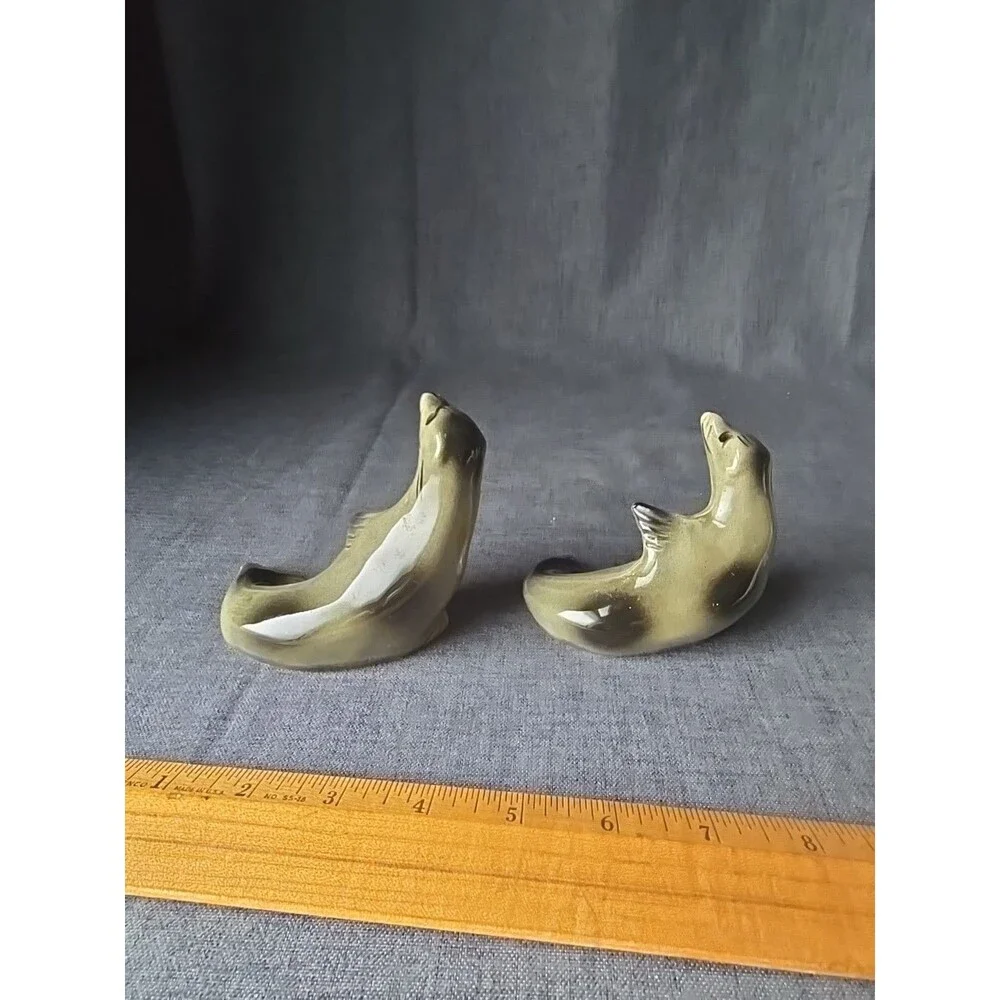 Vintage Lipper and Mann Seals Porcelain Salt and Pepper Shakers Nautical Mermaid